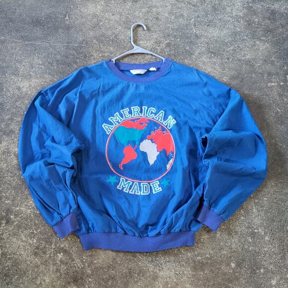 Vintage 80s American Made Sweatshirt Mens L Blue Marc Daniels Light Sweater USA - Picture 1 of 8